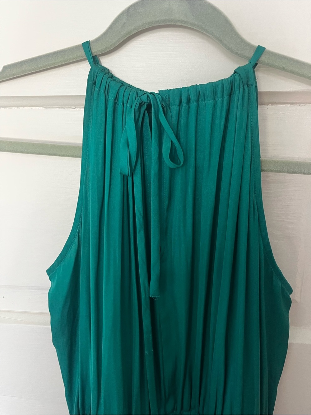LOFT Emerald Green Halter Maxi Dress | Pleated | Size Small - Picture 7 of 12